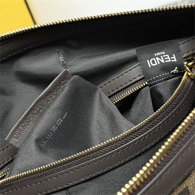 fen.di simply F**di medium brown ff jacquard fabric bag