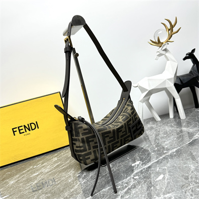 fen.di simply F**di mini brown ff jacquard fabric mini bag