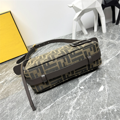 fen.di simply F**di mini brown ff jacquard fabric mini bag