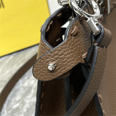 Fen.di Peekaboo ISeeU Petite Cuoio Romano Leather Selleria bag with 306 hand-sewn topstitches