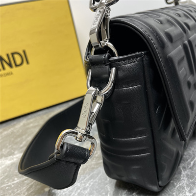 Fen.di BAGUETTE Bag Black Nappa Leather With FF Motif