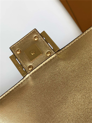 Fen.di BAGUETTE Bag Gold Leather With FF Motif