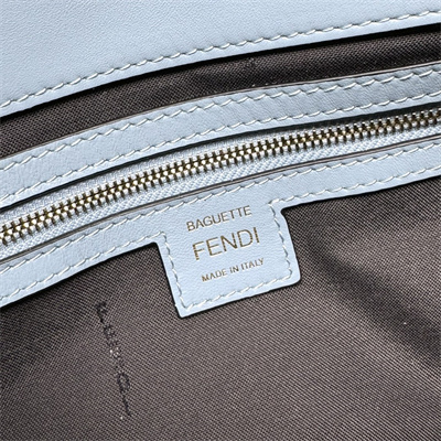 Fen.di BAGUETTE Bag Light Blue Nappa Leather With FF Motif