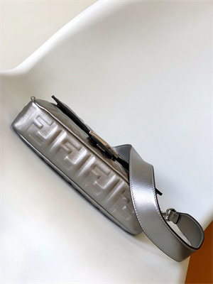 Fen.di BAGUETTE Bag Silver Leather With FF Motif