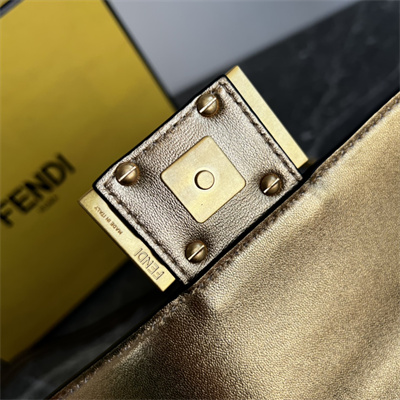 Fen.di BAGUETTE Mini Bag Gold Leather With FF Motif
