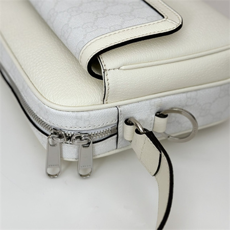g*u*i small gg crossbody bag with tag white leather and white gg S*p*e canvas 795464