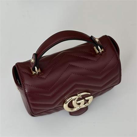 Gu.cci GG Marmont  MINI TOP HANDLE BAG  Rosso Ancora red 811238