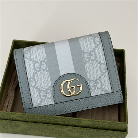 gu.cci ophidia gg card case wallet S*p*e canvas dusty blue 523155