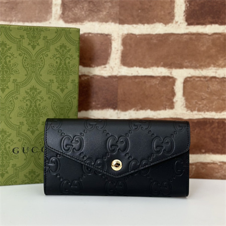 Gu.cci GG CONTINENTAL WALLET Black Leather 772791