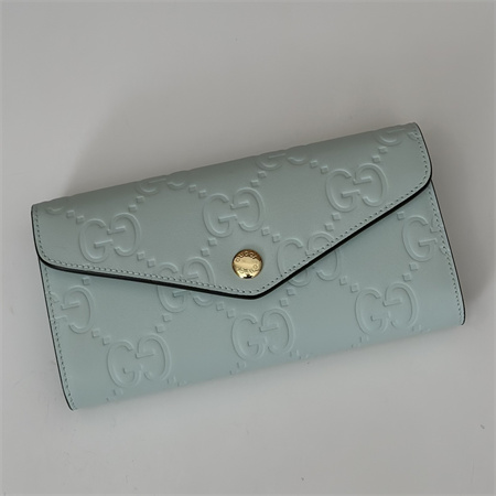 Gu.cci GG CONTINENTAL WALLET Lt Green Leather 772791