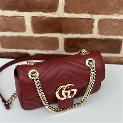 Gu.cci GG Marmont  Small  Shoulder Bag Burgundy 446744