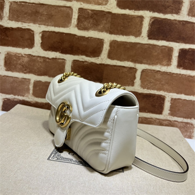 Gu.cci GG Marmont Small  Shoulder Bag White 446744
