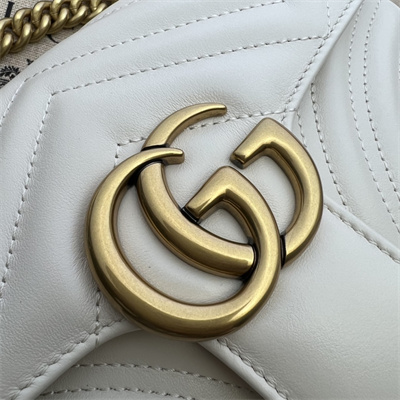 Gu.cci GG Marmont Small  Shoulder Bag White 446744