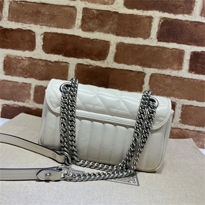 Gu.cci GG Marmont Small  Shoulder Bag White 446744