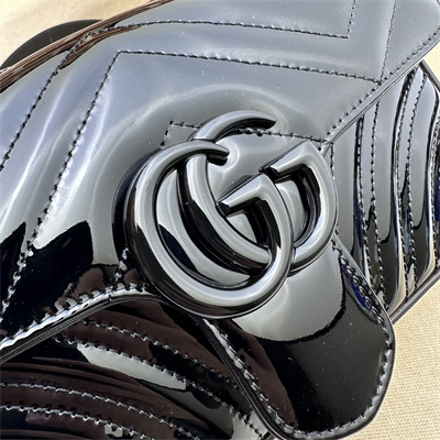 Gu.cci GG Marmont  Small  Shoulder Bag Black Patent 446744