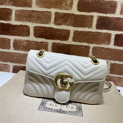 Gu.cci GG Marmont Medium Shoulder Bag White 443497