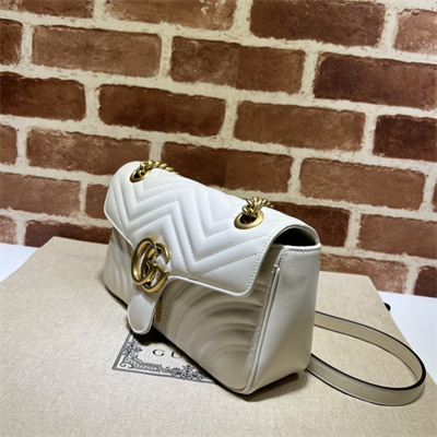 Gu.cci GG Marmont Medium Shoulder Bag White 443497