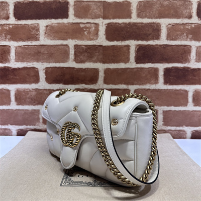 Gu.cci GG Marmont Medium Shoulder Bag White 443497