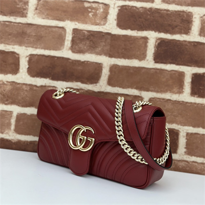 Gu.cci GG Marmont Medium Shoulder Bag  Burgundy 443497