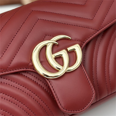 Gu.cci GG Marmont Medium Shoulder Bag  Burgundy 443497