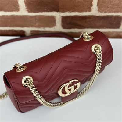 Gu.cci GG Marmont Medium Shoulder Bag  Burgundy 443497