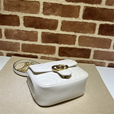 Gu.cci GG Marmont Mini Shoulder Bag White 739682