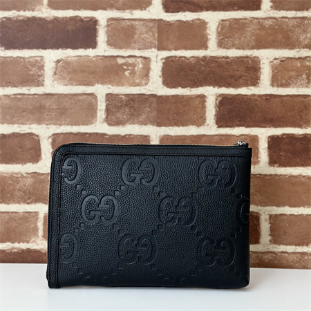 Gu.cci JUMBO GG SMALL TRAVEL DOCUMENT CASE Black Leather 794085