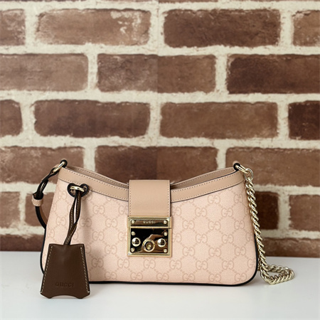 gu.cci padlock small shoulder bag gg S*p*e canvas dusty pink 811705