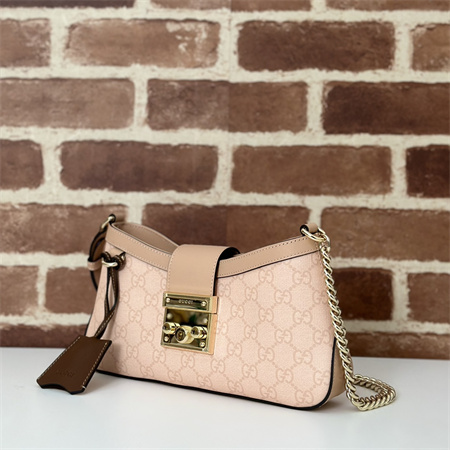gu.cci padlock small shoulder bag gg S*p*e canvas  dusty pink 811705