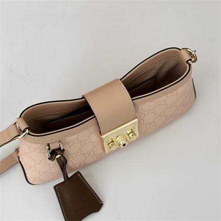 gu.cci padlock small shoulder bag gg S*p*e canvas  dusty pink 811705