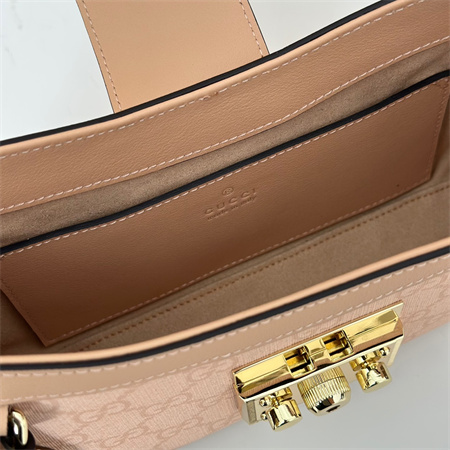 gu.cci padlock small shoulder bag gg S*p*e canvas  dusty pink 811705