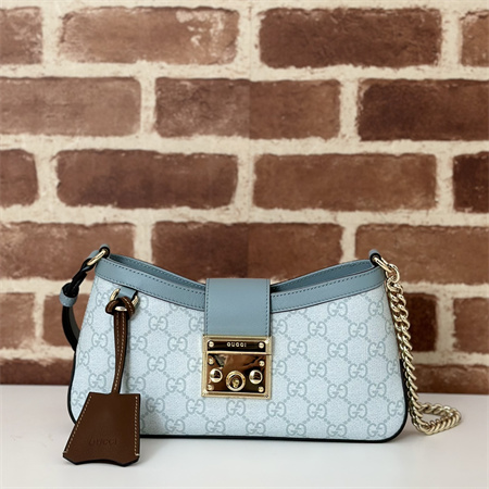 gu.cci padlock small shoulder bag gg S*p*e canvas dusty blue 811705