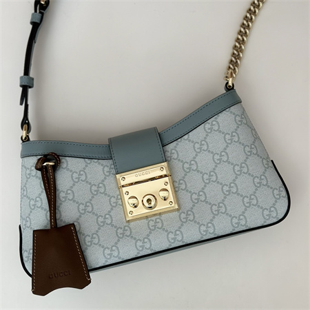gu.cci padlock small shoulder bag gg S*p*e canvas dusty blue 811705
