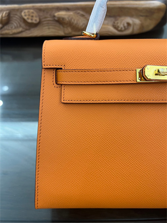 Kelly Sellier Bag Epsom Leather 25/28CM Gold/Silver Hardware In Orange Color