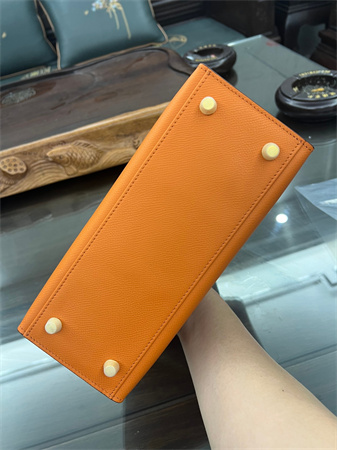 Kelly Sellier Bag Epsom Leather 25/28CM Gold/Silver Hardware In Orange Color