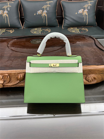 Kelly Sellier Bag Epsom Leather 25/28CM Gold/Silver Hardware In Vert Criquet Color
