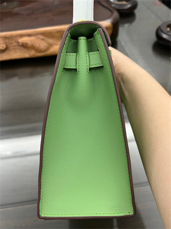 Kelly Sellier Bag Epsom Leather 25/28CM Gold/Silver Hardware In Vert Criquet Color