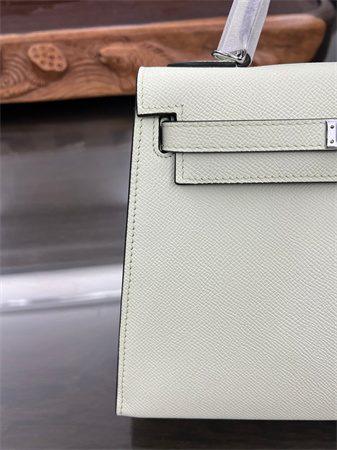 Kelly Sellier Bag Epsom Leather 25/28CM Gold/Silver Hardware In Vert Fizz Color