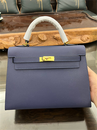 Kelly Sellier Bag Epsom Leather 25/28CM Gold/Silver Hardware In Deep Blue Color
