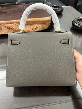 Kelly Sellier Bag Epsom Leather 25/28CM Gold/Silver Hardware In Etain Color