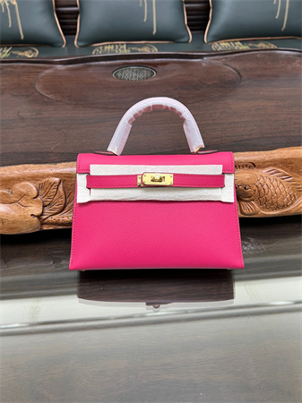 Kelly Mini II Bag Epsom Leather Gold/Silver hardware In Rose Purple Color