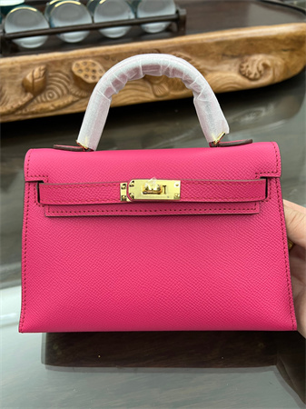 Kelly Mini II Bag Epsom Leather Gold/Silver hardware In Rose Purple Color