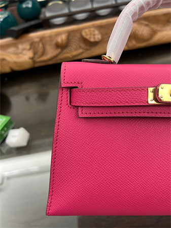 Kelly Mini II Bag Epsom Leather Gold/Silver hardware In Rose Purple Color