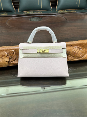 Kelly Mini II Bag Epsom Leather Gold/Silver hardware In Mauve Pale Color