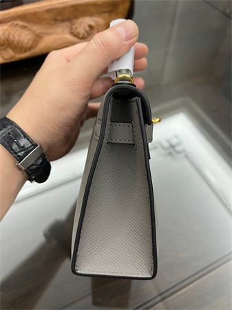 Kelly Mini II Bag Epsom Leather Gold/Silver hardware In Etain Color