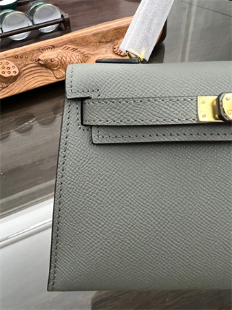 Kelly Mini II Bag Epsom Leather Gold/Silver hardware In Vert Amanda Color