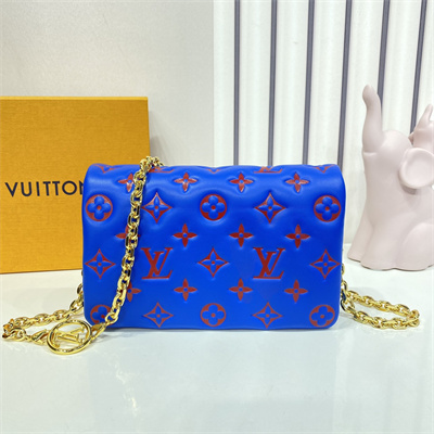 L.V Coussin Pochette Monogram Embossed Lambskin Blue M80743