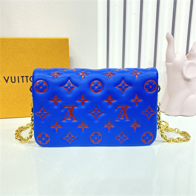 L.V Coussin Pochette Monogram Embossed Lambskin Blue M80743