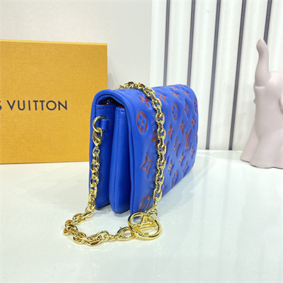L.V Coussin Pochette Monogram Embossed Lambskin Blue M80743