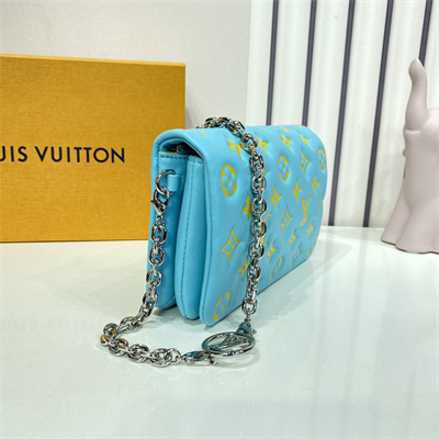 L.V Coussin Pochette Monogram Embossed Lambskin Lt Blue M80744